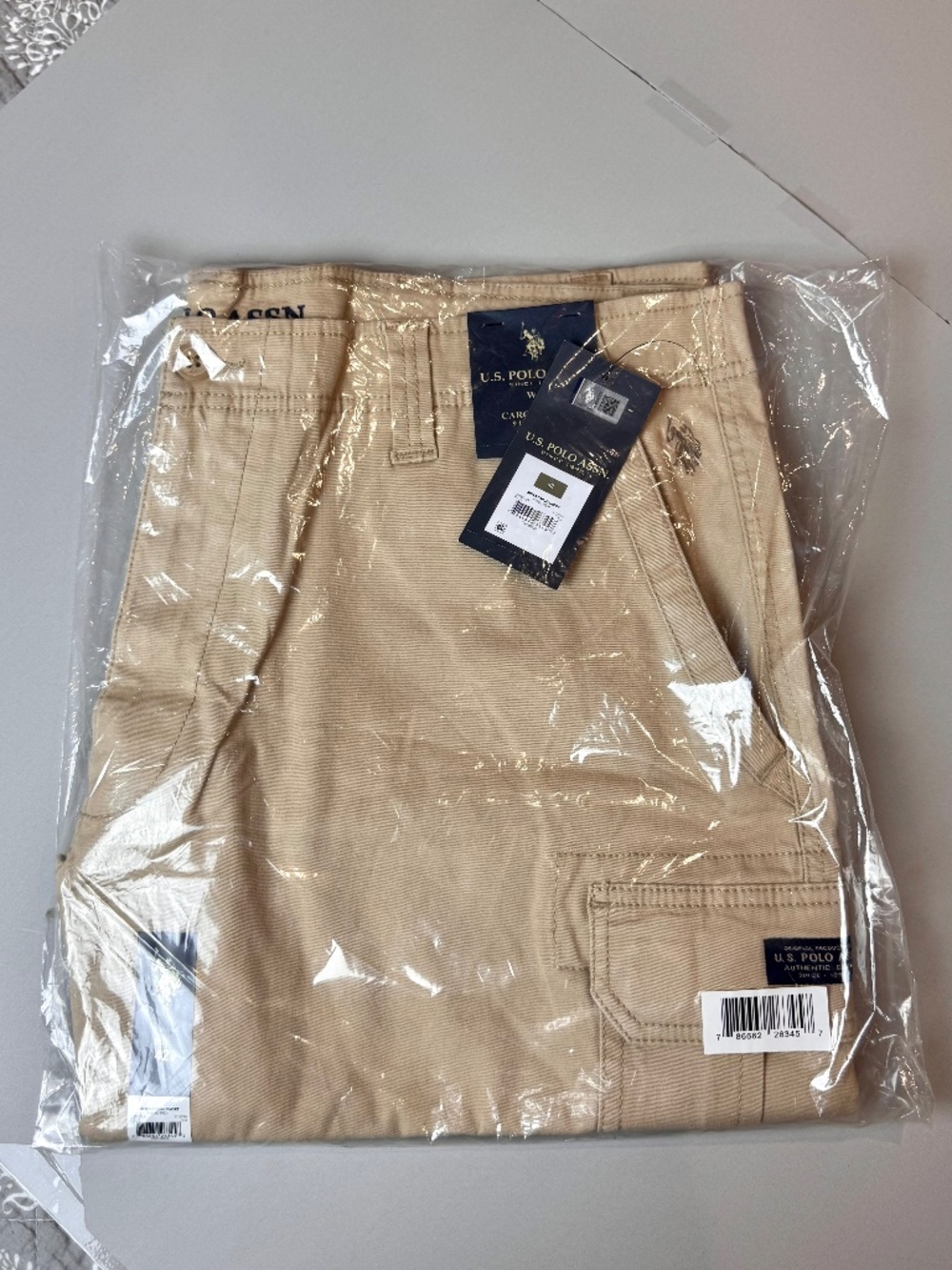 NWT U.S. Polo Assn. Men’s Cargo Shorts Size 42 Khaki Prep Tan